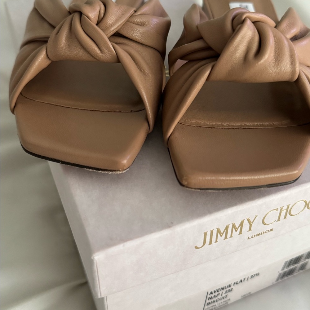 Jimmy Choo Tan Mules with Bow Detail